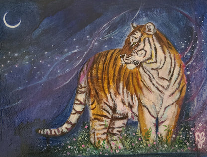 Starlit Path (Study) - Mixed Media and Oil on Paper