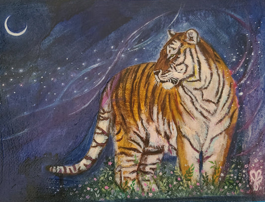 Starlit Path (Study) - Mixed Media and Oil on Paper